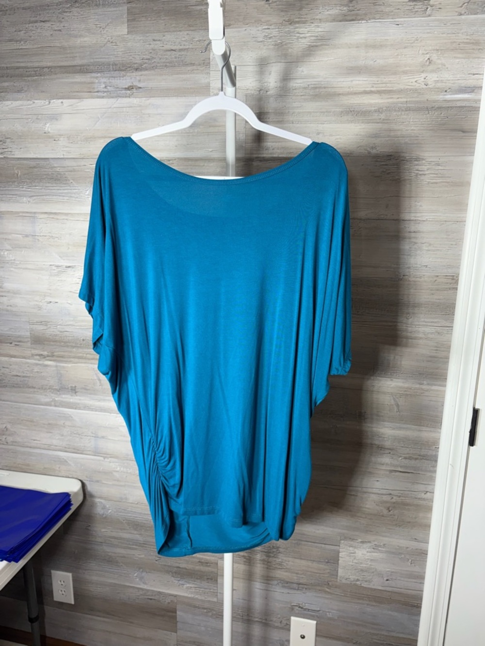 By Johnny Teal Draped Dolman Sleeve Tunic 1628